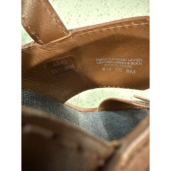 Tory Burch Women’s Wedges Florian Denim Brown Leather Platform Sandals Heels 8M - Picture 11 of 12